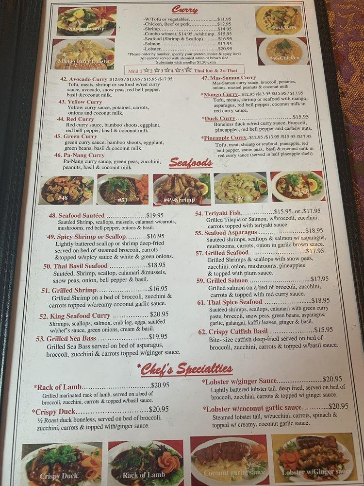 Menu at Thai House Restaurant, Eureka Springs