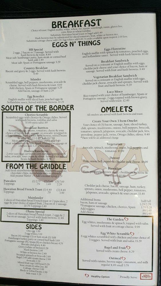 Menu at Bread Crumb Ohana Cafe, Huntington Beach