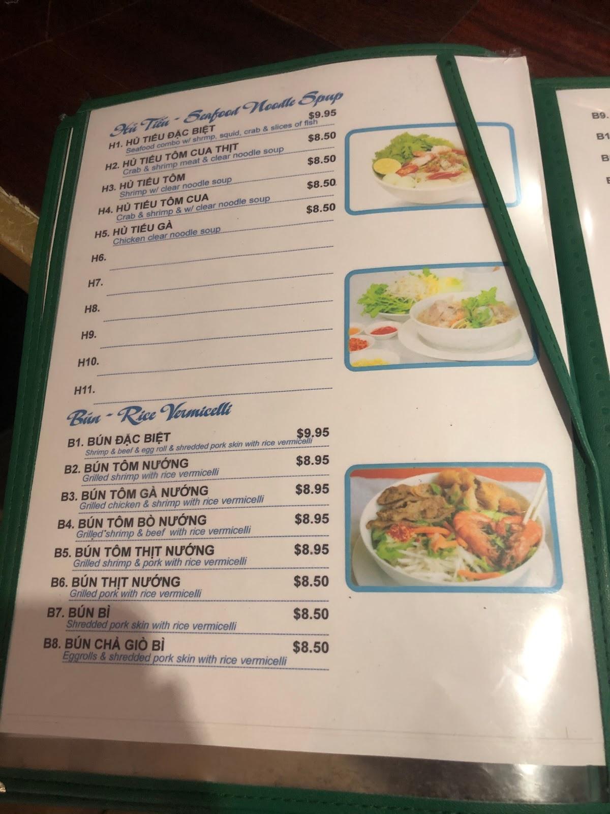 Menu at Mike's Café restaurant, Little Rock