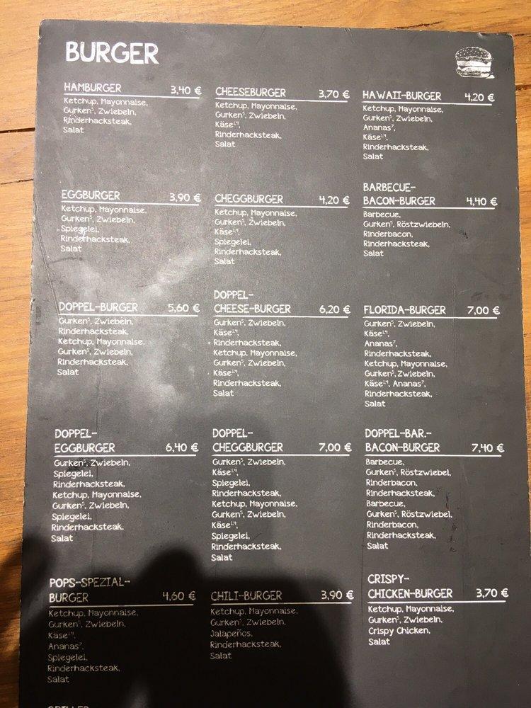 Speisekarte Von Pops Burger Sportsbar Stuttgart Stuttgart
