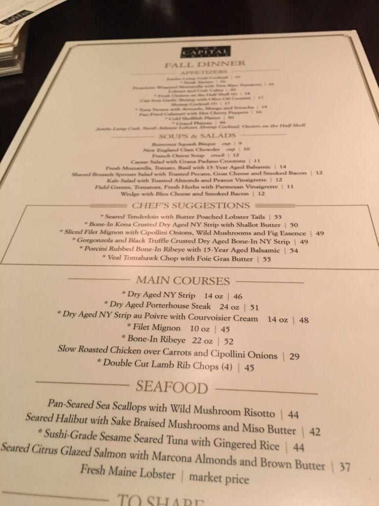 Menu at The Capital Grille pub & bar, Cincinnati