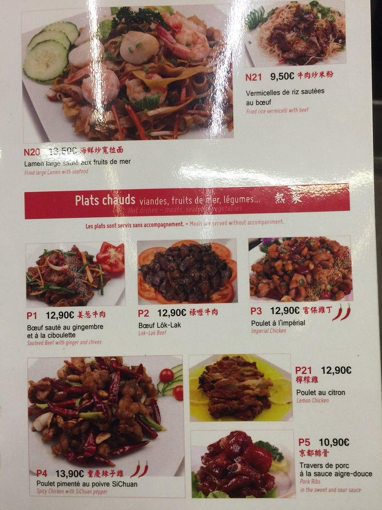 Menu at My Noodles restaurant, Paris