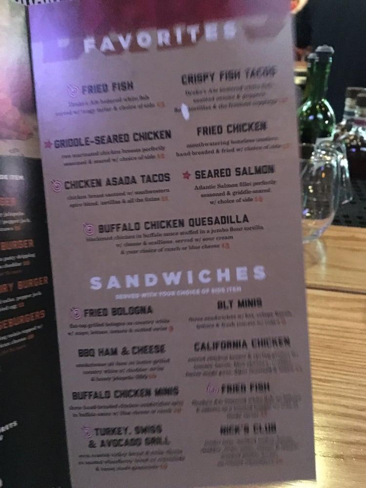 Menu at Drake's Knoxville restaurant, Knoxville
