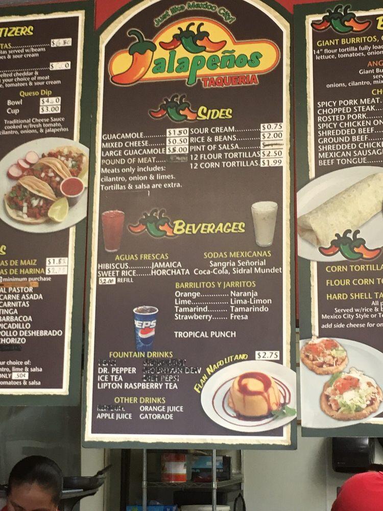 Carta del restaurante Jalapeños Taqueria, Keller