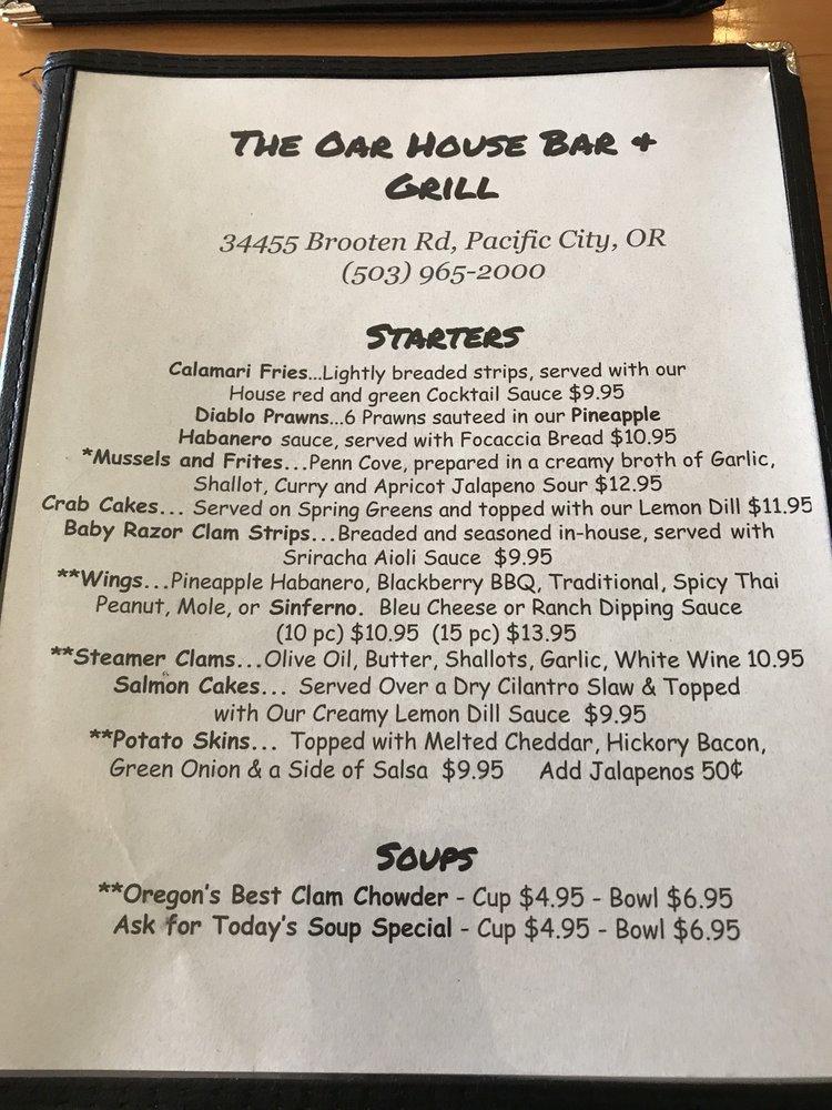 Menu at Oar House Bar & Grill, Pacific City