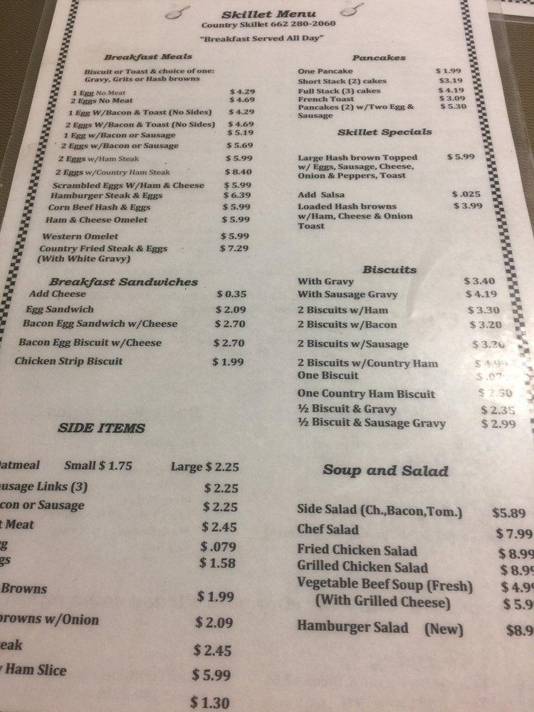 Menu at The Country Skillet restaurant, Southaven