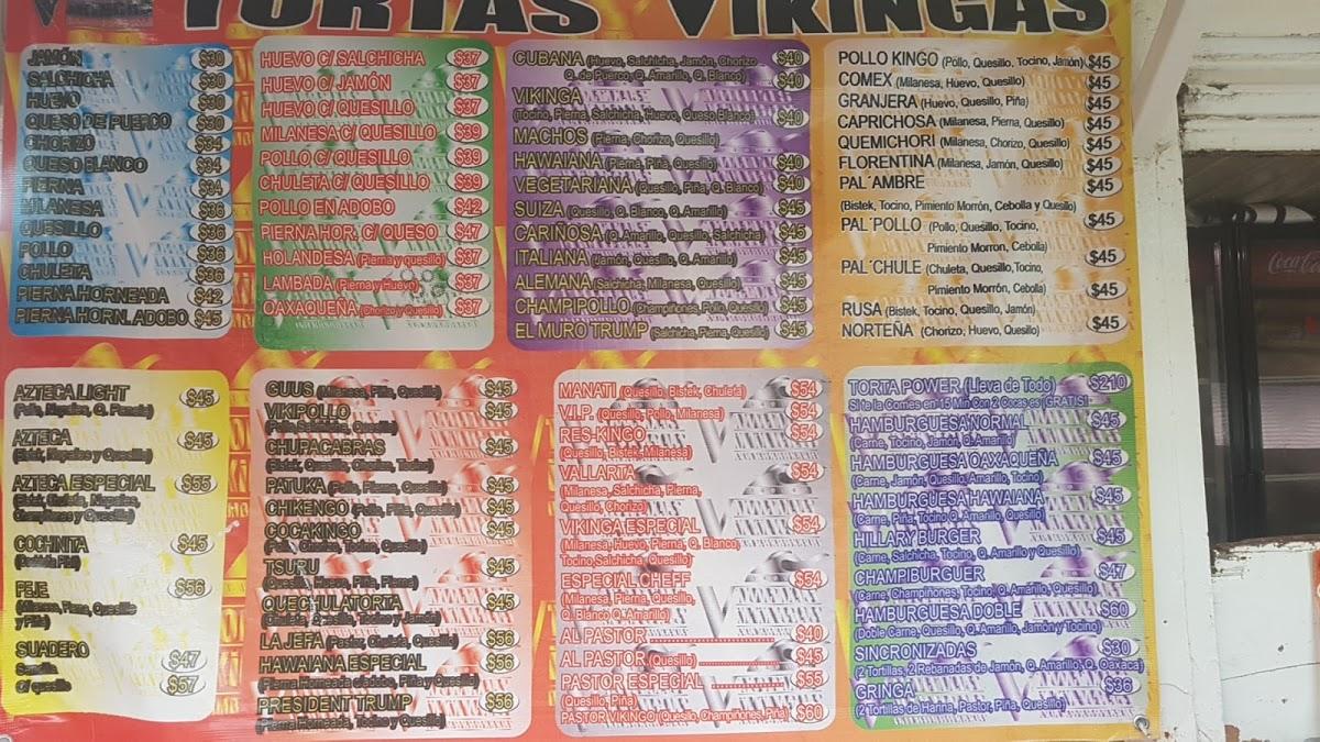 Menu at Tortas Vikingas restaurant, Coacalco