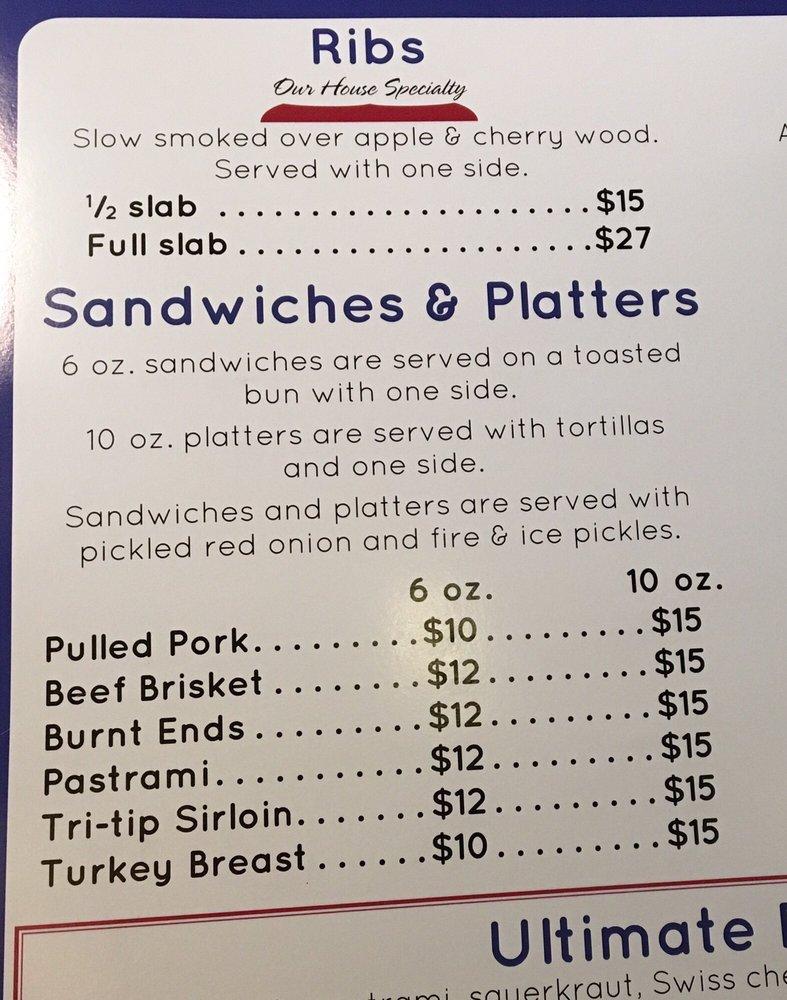 Menu at Que 49 Smokehouse BBQ, Jonesboro