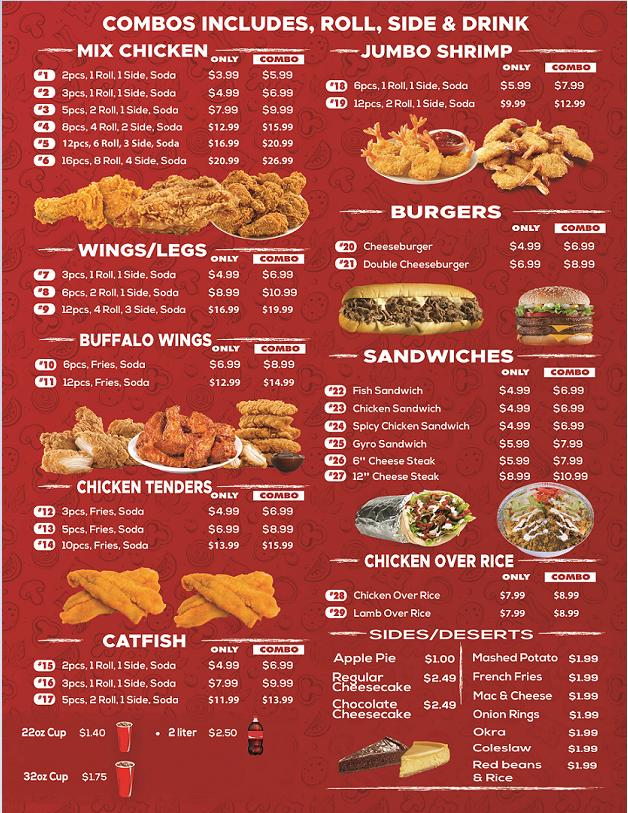 Menu at Tasty Chicken Pizza & Grill pizzeria, Minneapolis