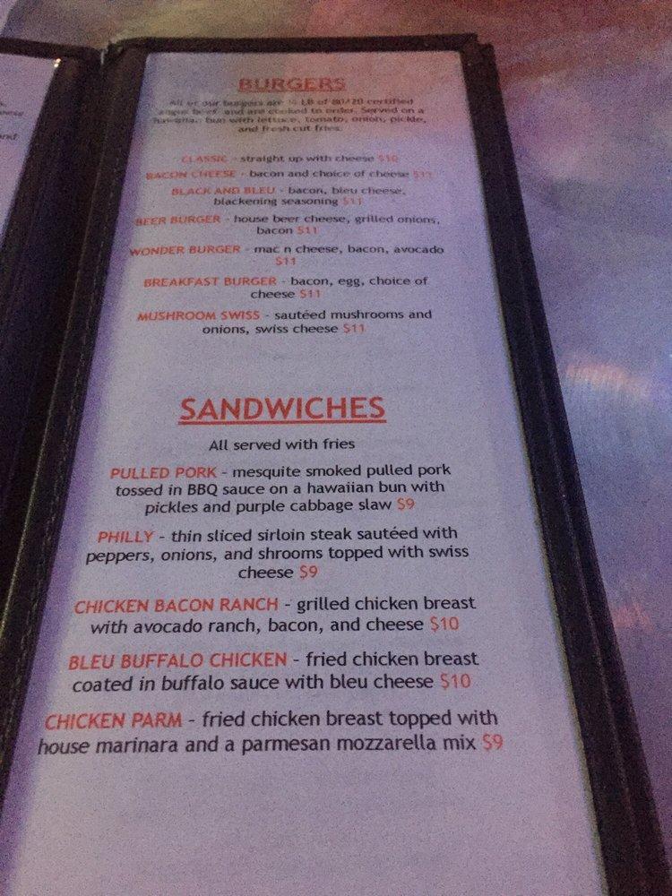 Menu at Wonders Bar & Grill, Corpus Christi
