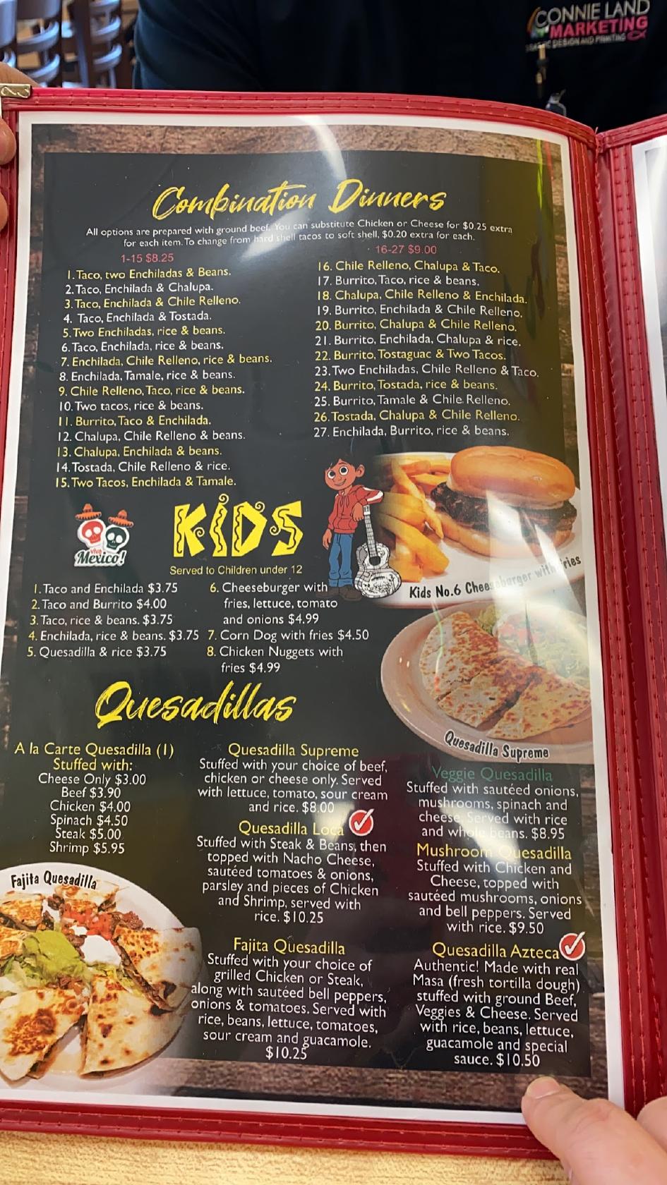 Menu at Los Avina Mexican Restaurant, Chiefland, 2008 NW 11th Dr