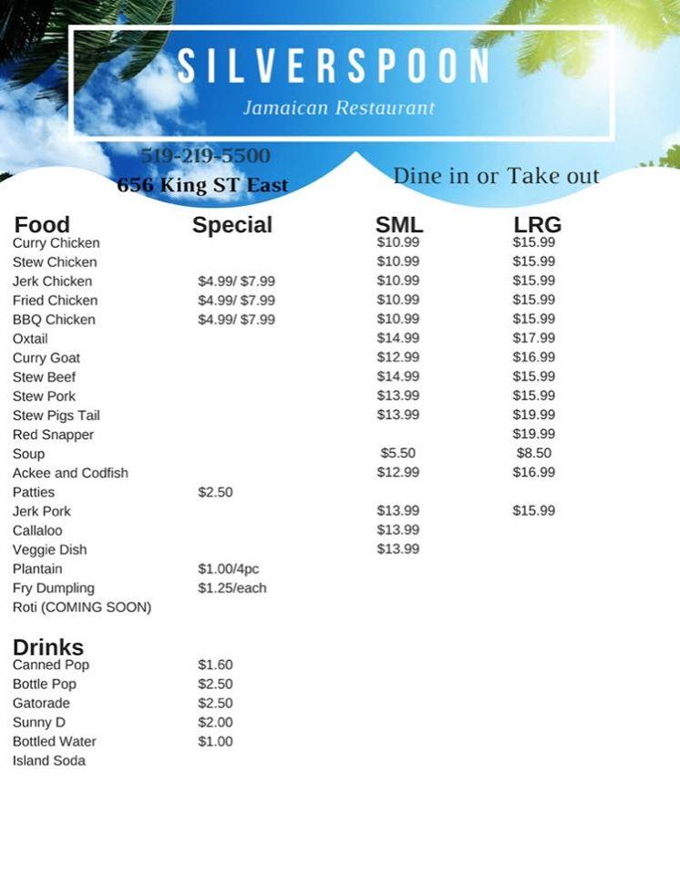 Menu at Silver Spoon restaurant, Cambridge