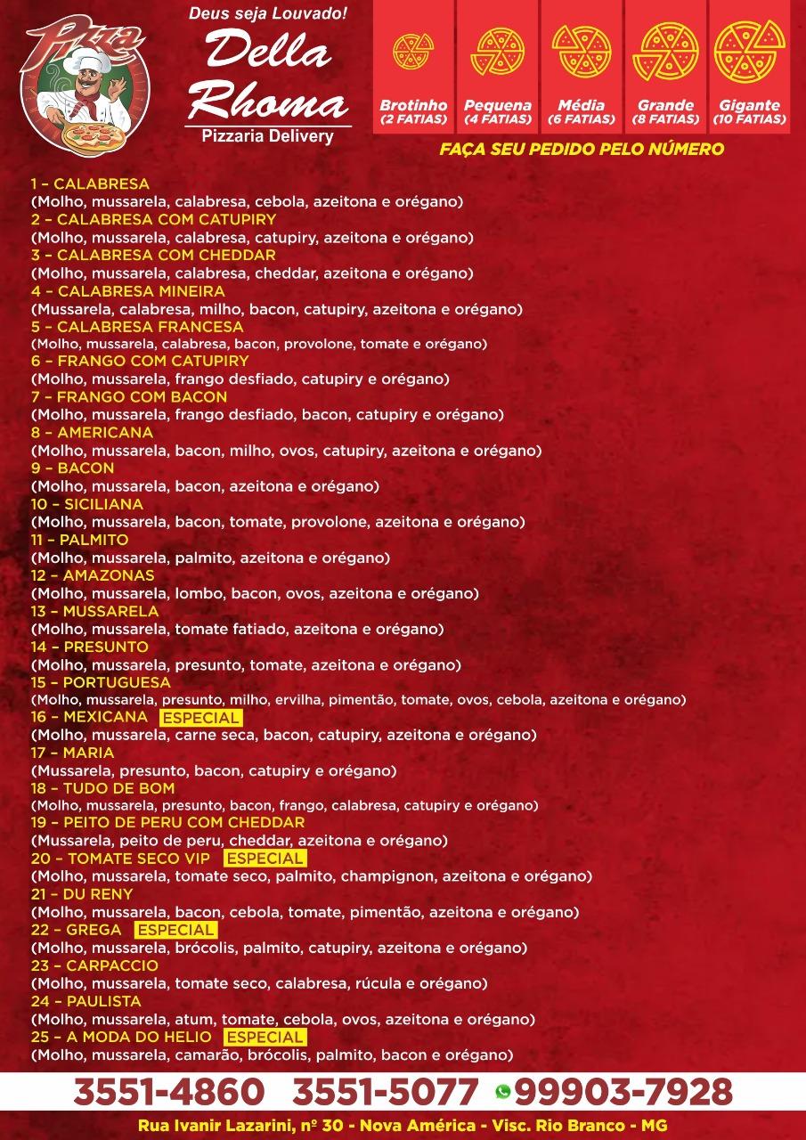 Della Rhoma Pizzaria cardápio