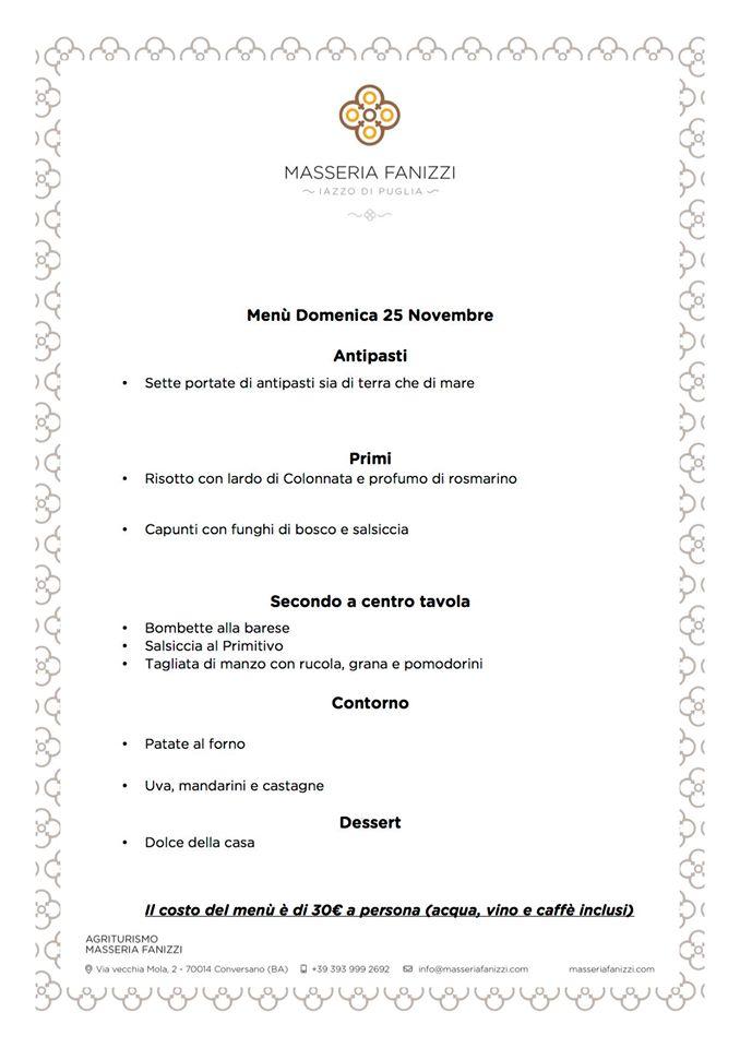 Menu di Masseria Fanizzi 