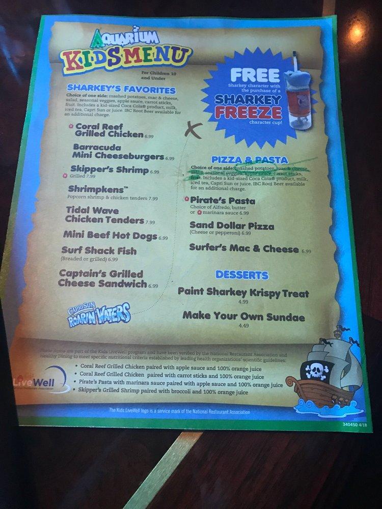 Menu at Aquarium Restaurant, Kemah, 215 Kipp Ave Boardwalk 11