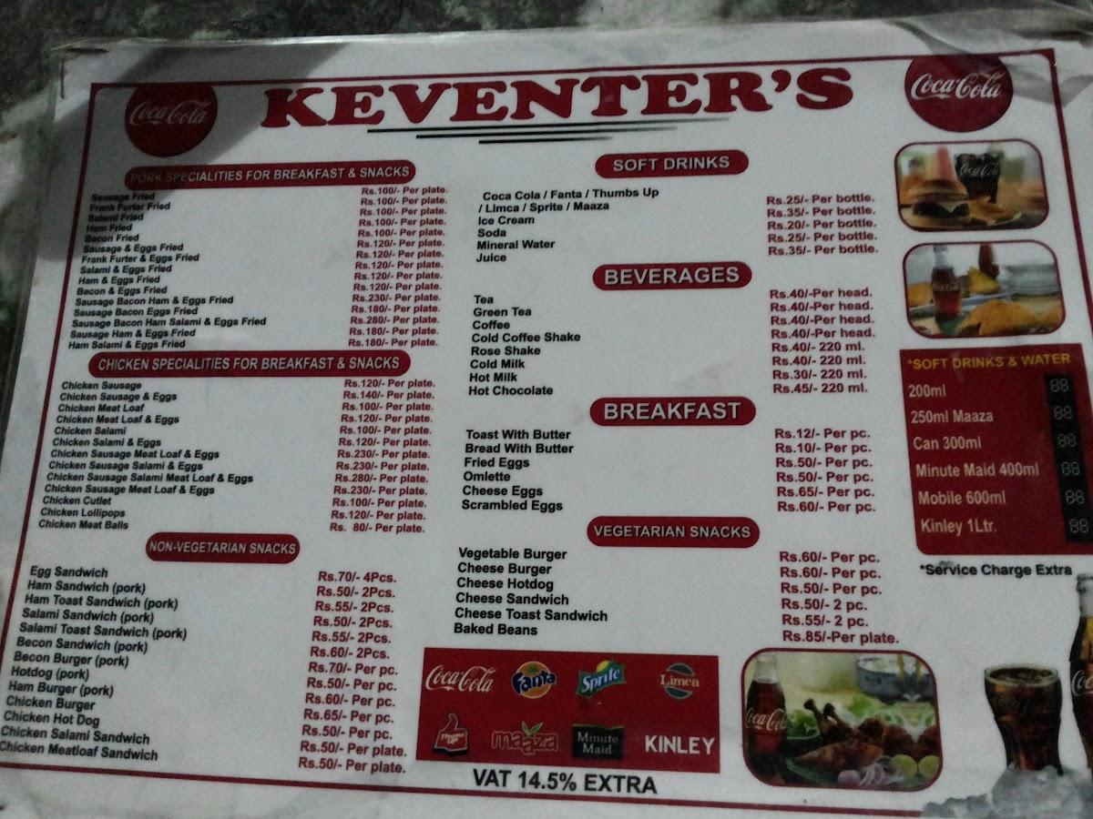 Menu at Keventer's, Darjeeling