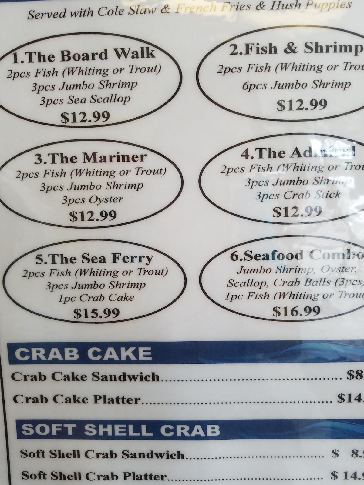 Menu at Captain Joe Crab & Seafood restaurant, Waldorf