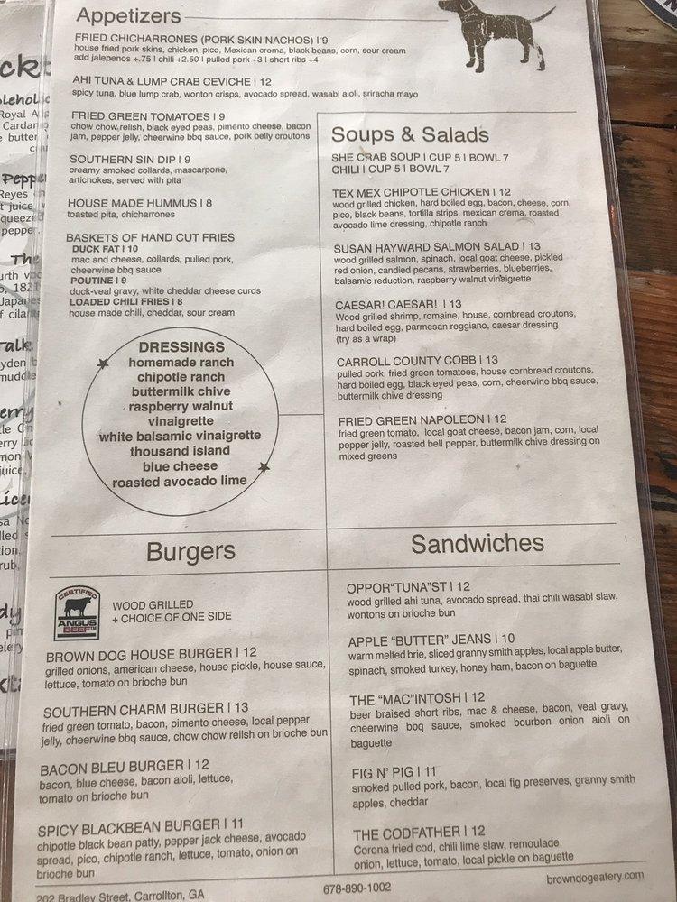 Menu at Brown Dog Eatery pub & bar, Carrollton