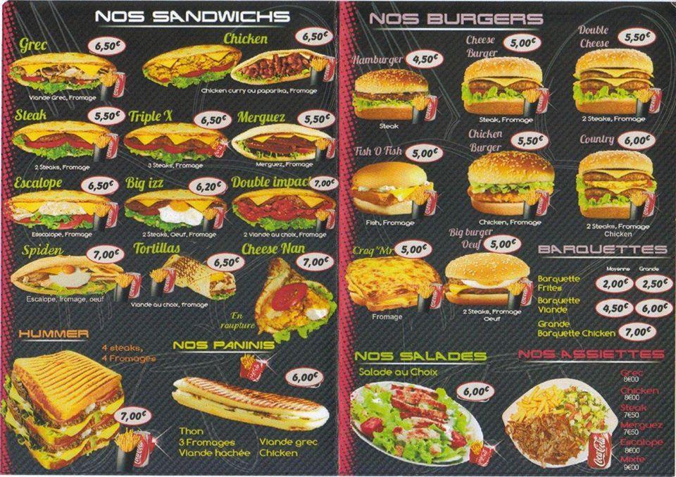 Menu at Food'Express restaurant, Hazebrouck