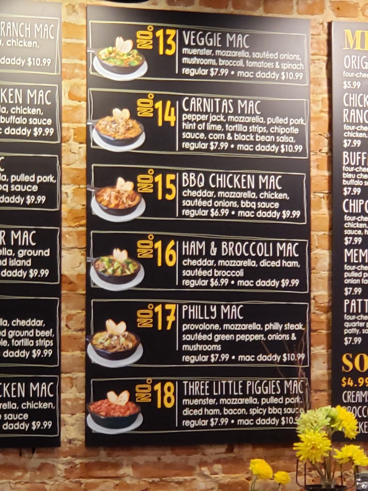 Menu at MACS (Macaroni and Cheese Shop) Wisconsin Dells restaurant