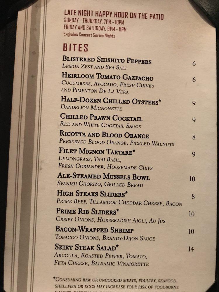 Menu at High Steaks steakhouse, Lincoln