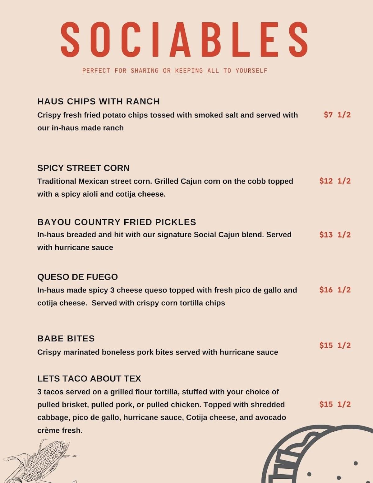 Menu at Social Beer Haus pub & bar, Calgary