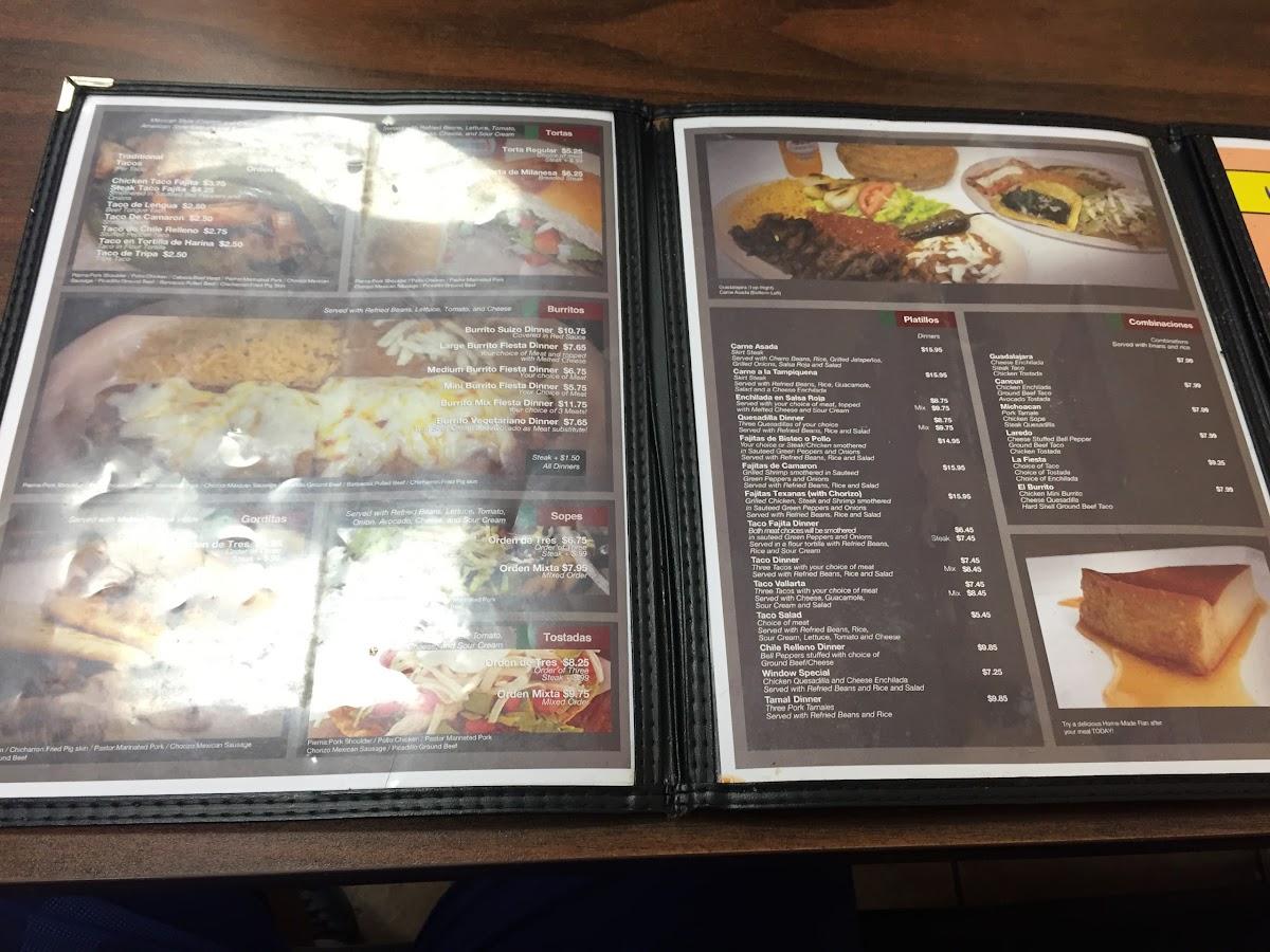Menu at La Fiesta Burrito restaurant, Lafayette, Veterans Memorial Pkwy S