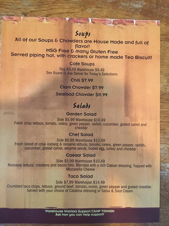 Menu at Old Warehouse Restaurant & Lounge, Amherst