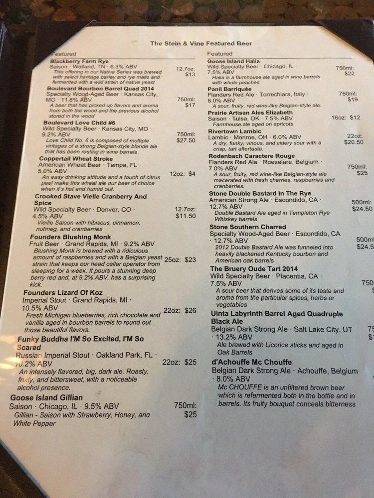 Menu at The Stein & Vine pub & bar, Brandon