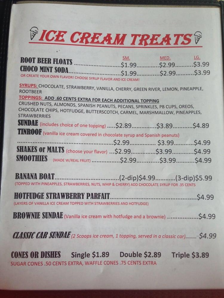 Menu at Bonnie Doon Drive-In restaurant, Mishawaka