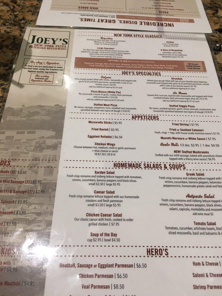 Menu at Joey's New York Pizza & Italian Restaurant, New Port Richey