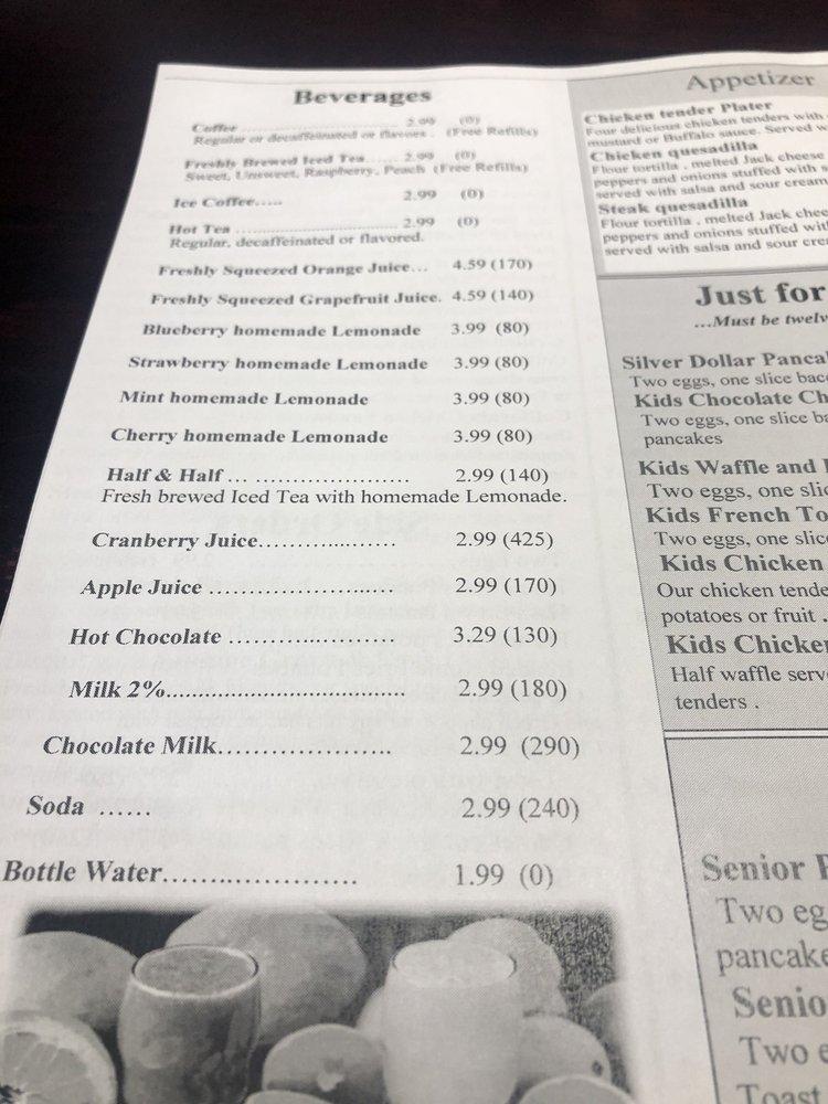 Menu at The Original Pancake House restaurant, Baltimore