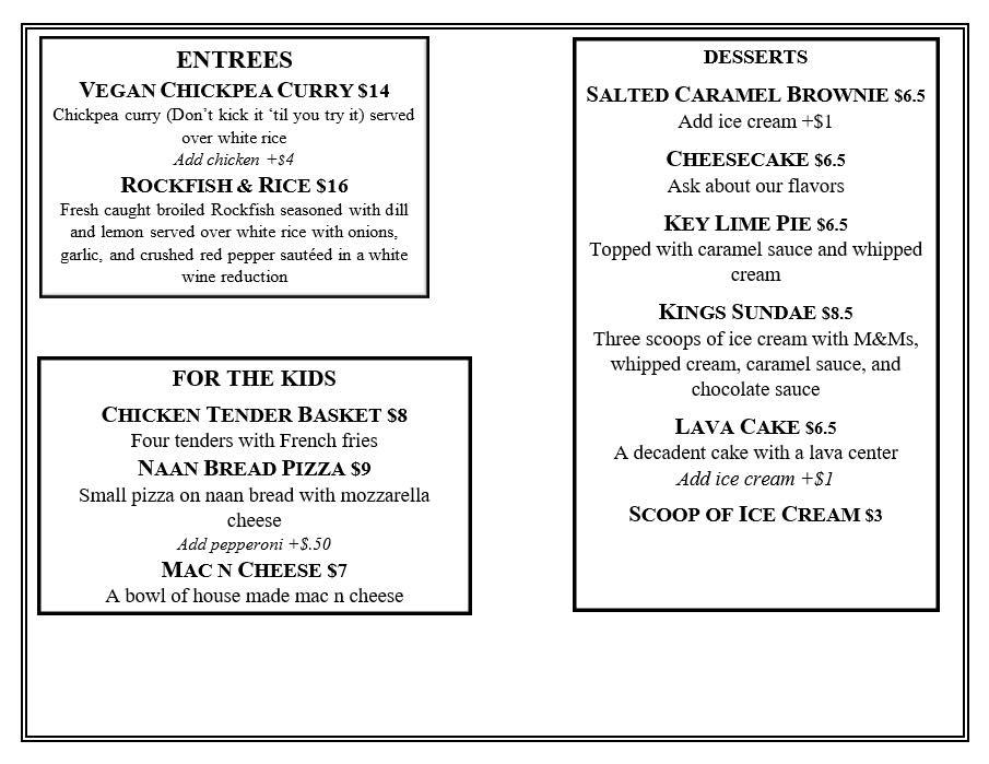 Menu at The Rex pub & bar, Leonardtown