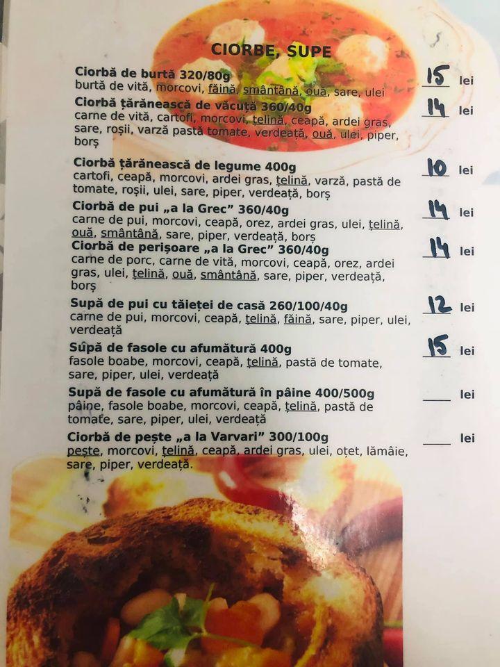 Menu de Varvari Pub