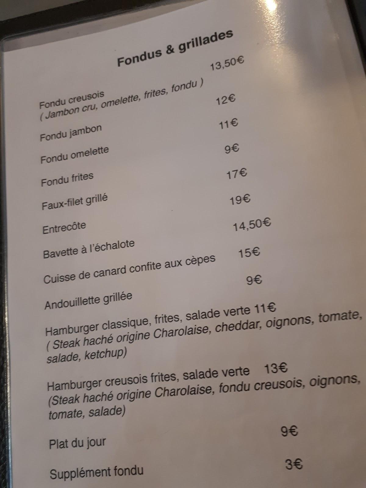 Menu at Le Chant du Monde