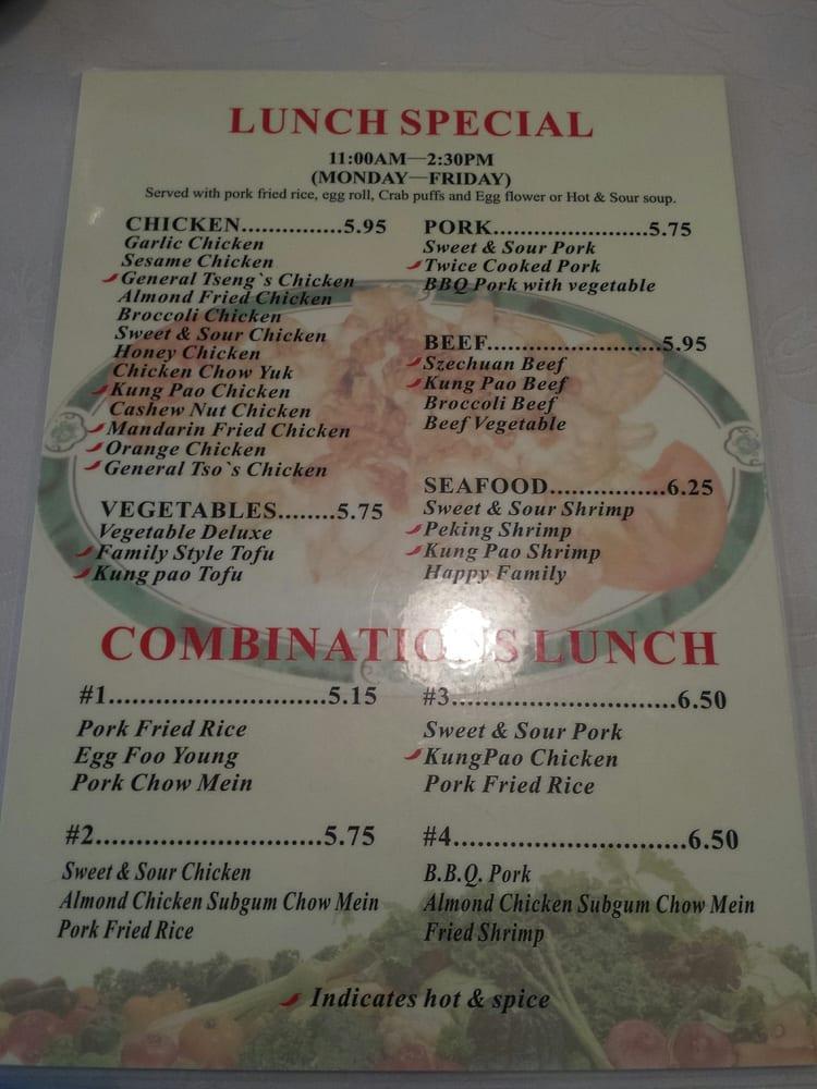 Menu at Panda Inn Restaurant, Longview