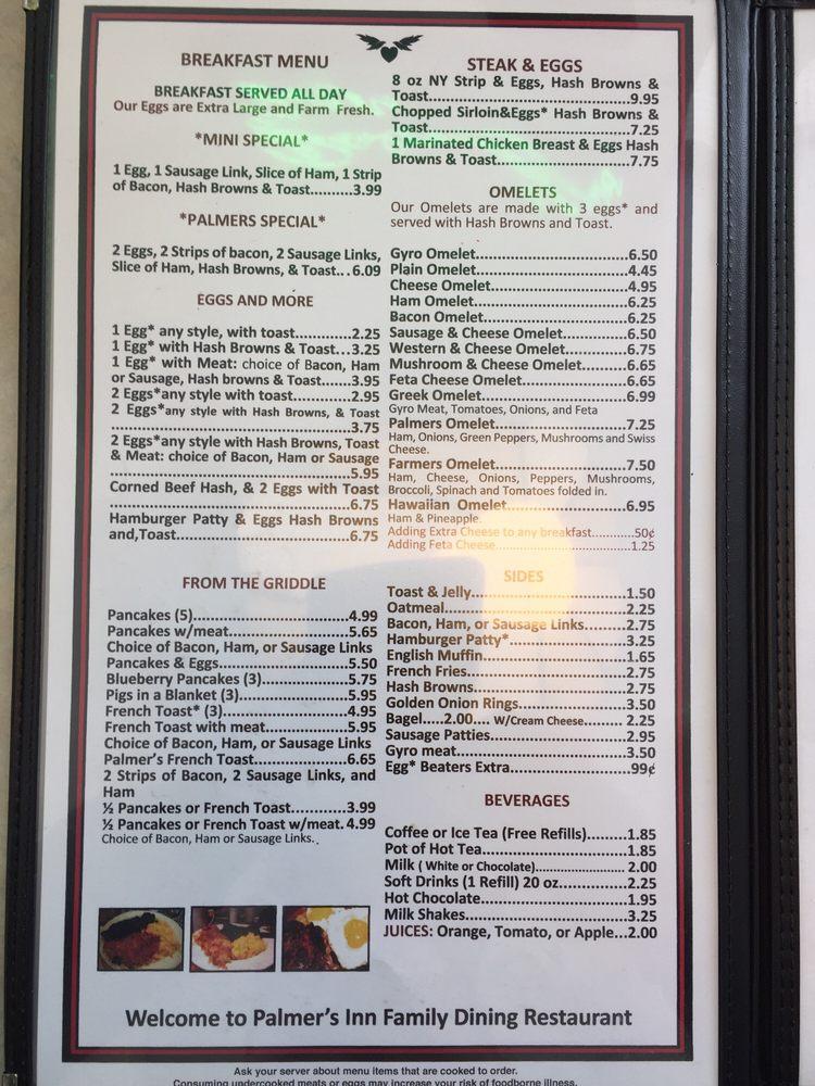 Menu At Palmer's Inn Restaurant, Saint Clair Shores