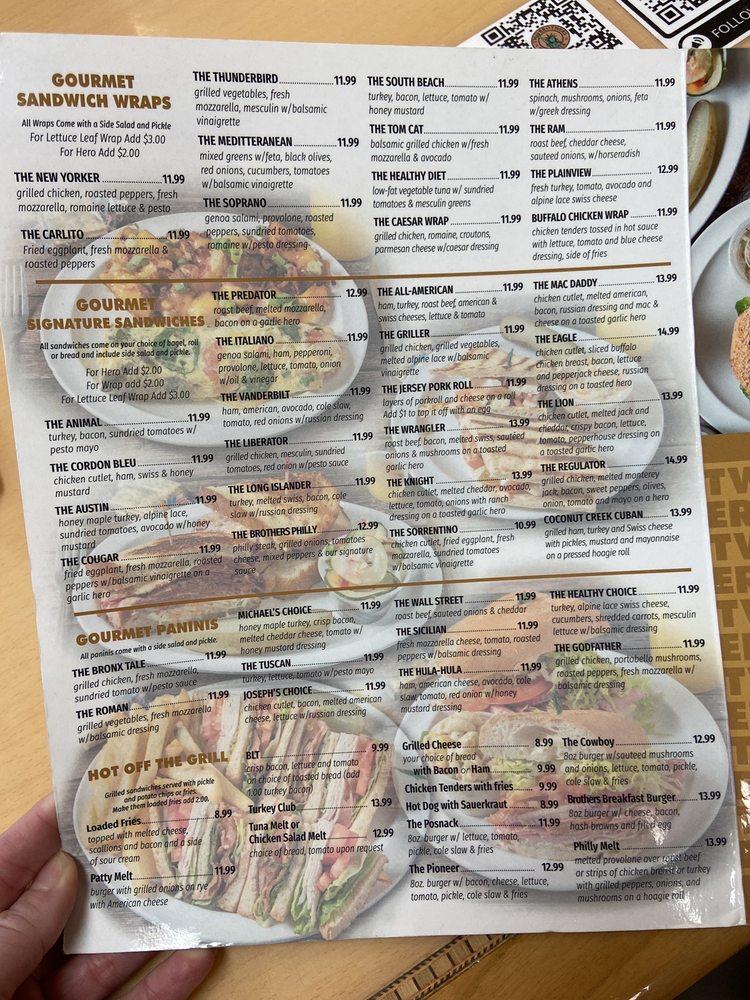 Menu at Two Brothers NY Bagels restaurant, Cooper City