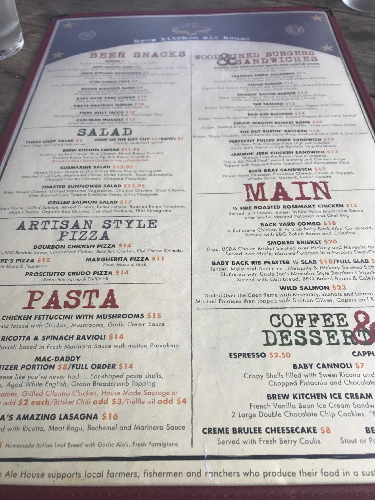 Menu at Brew Kitchen Ale House pub & bar, Los Alamitos