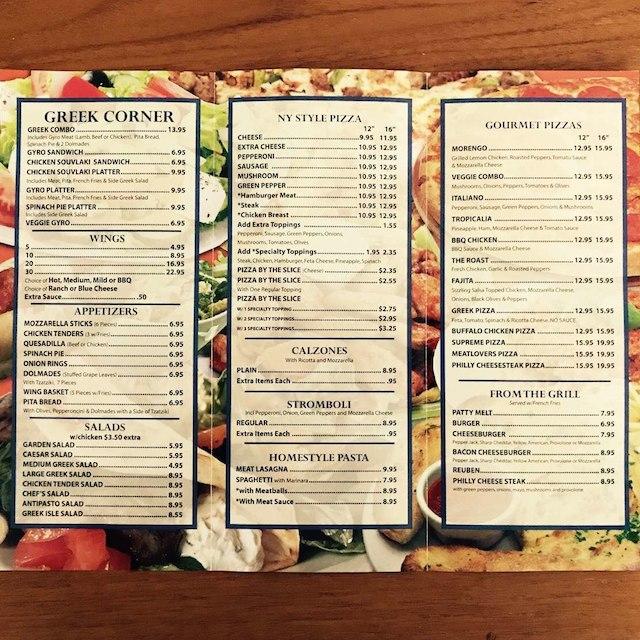 Menu at Olympia Cafe, Jacksonville