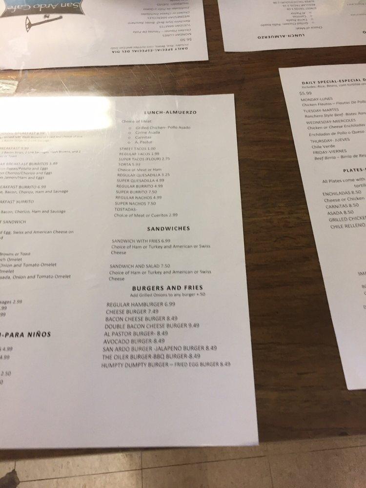 Menu at San Ardo Cafe, San Ardo, 1 Cattlemen Rd
