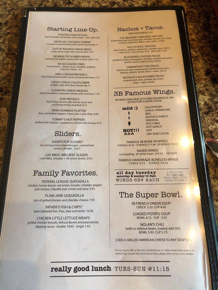 Menu at 3 Brothers Corner Tavern restaurant, Canton