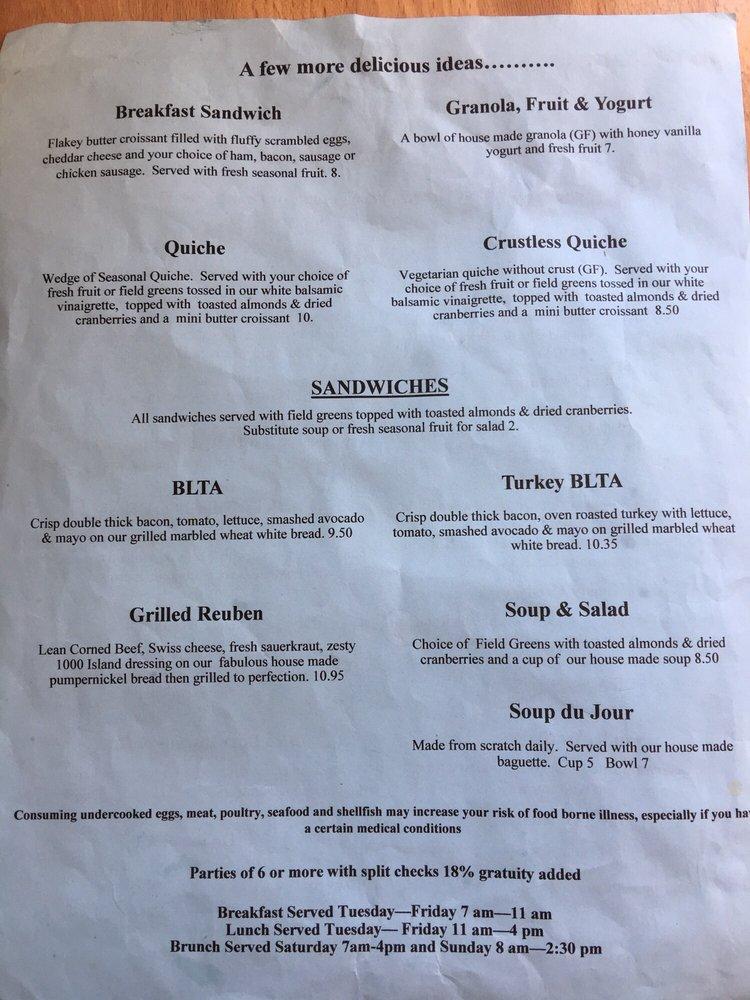 Menu at Bleu Door Bakery, Vancouver