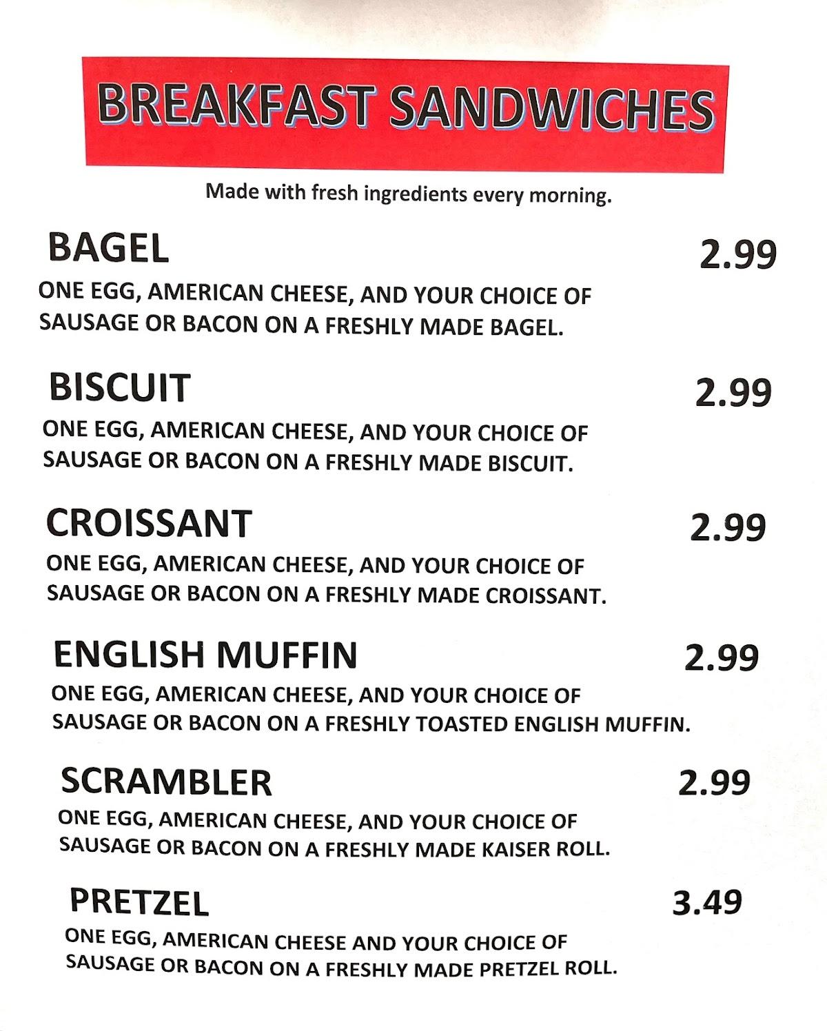 Menu at Miller & Brandes restaurant, Friendship