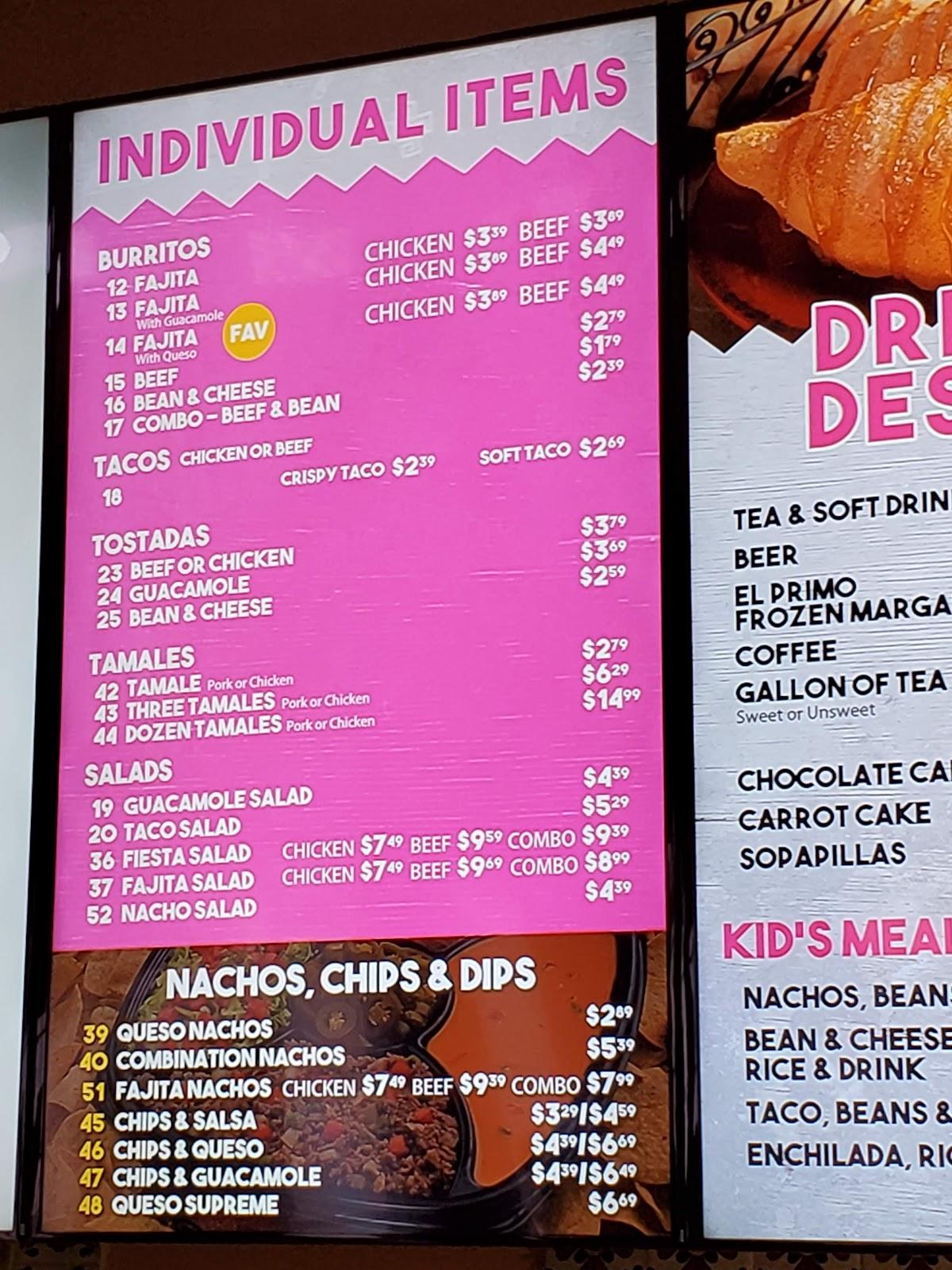 Menu at Rosa's Café & Tortilla Factory restaurant, Coppell, 705 N