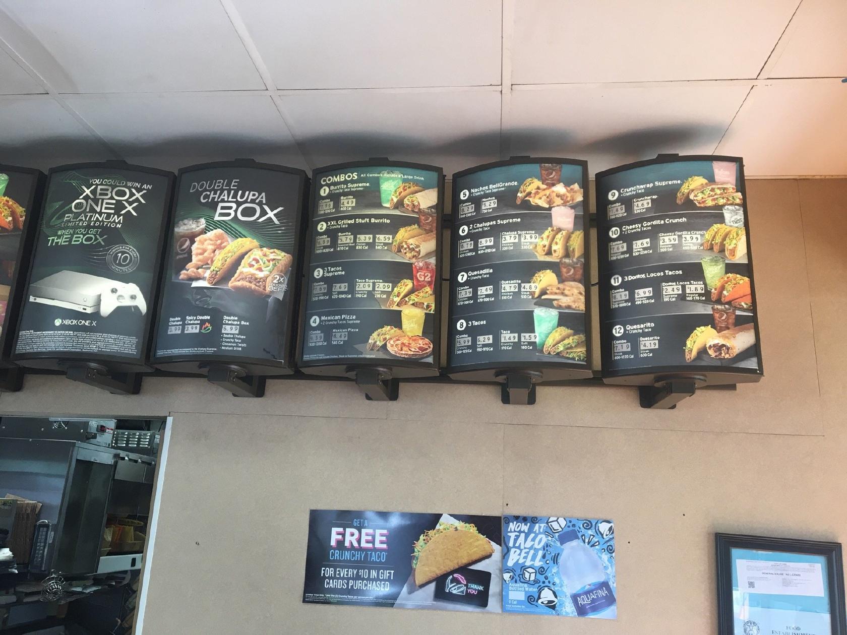 Menu at Taco Bell fast food, Kapolei, 590 Farrington Hwy