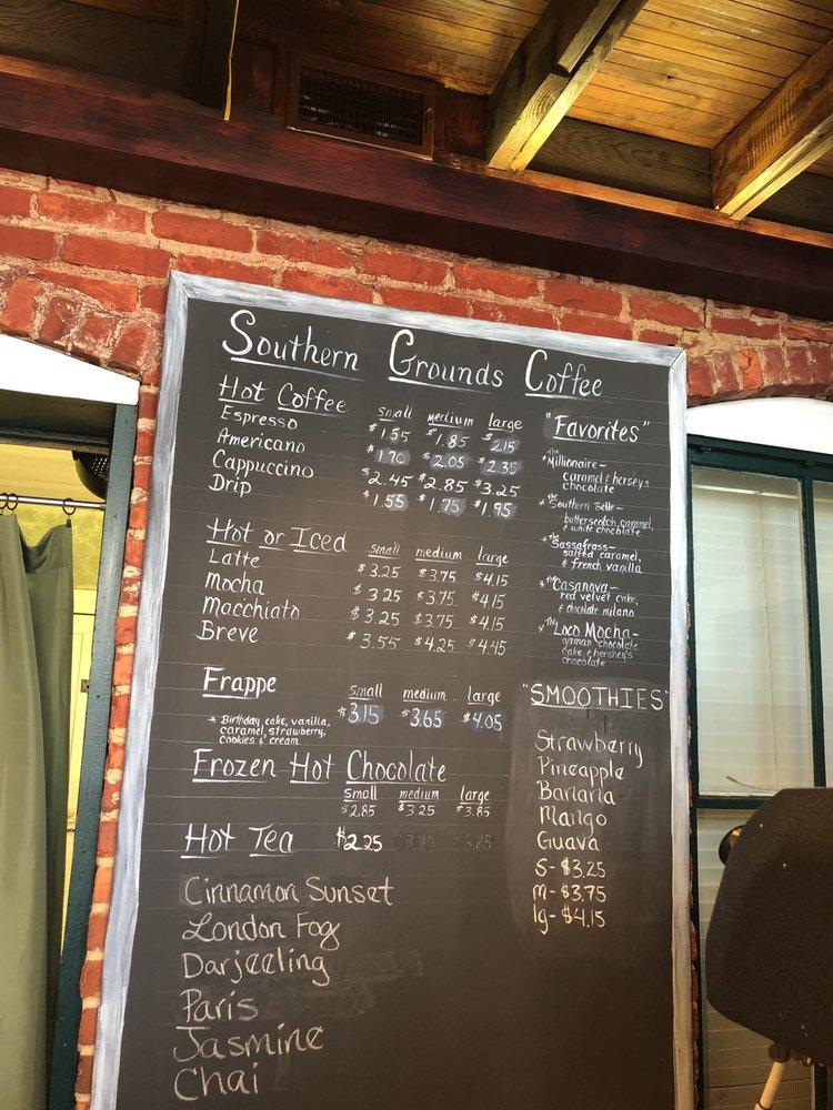 Menu at Southern Grounds Coffee Shoppe cafe, Thomasville, 133 W Front St