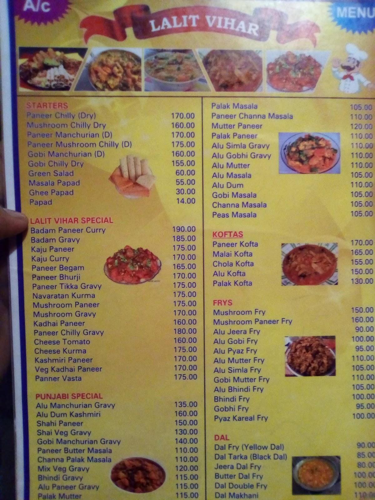 Menu at Lalit Vihar, Vellore, 50