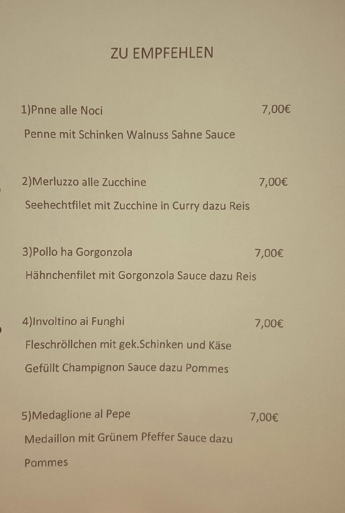 Speisekarte Von Ristorante La Famiglia Restaurant Zossen