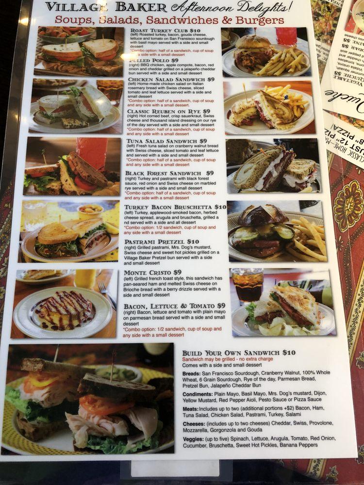 Menu at Village Baker cafe, Spring Lake